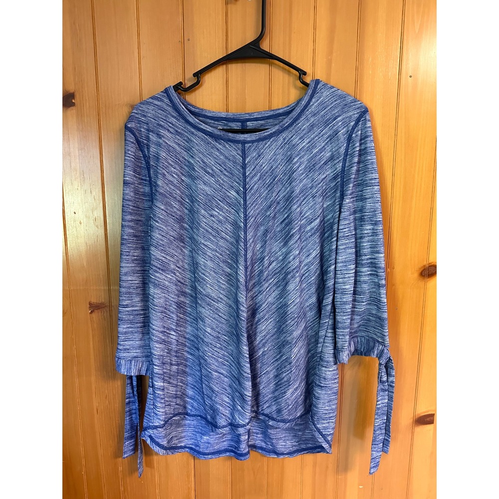 T by Talbots XLp Blue Space Dye Tie Athleisure Loungewear Petite Cuff Top - Picture 1 of 5